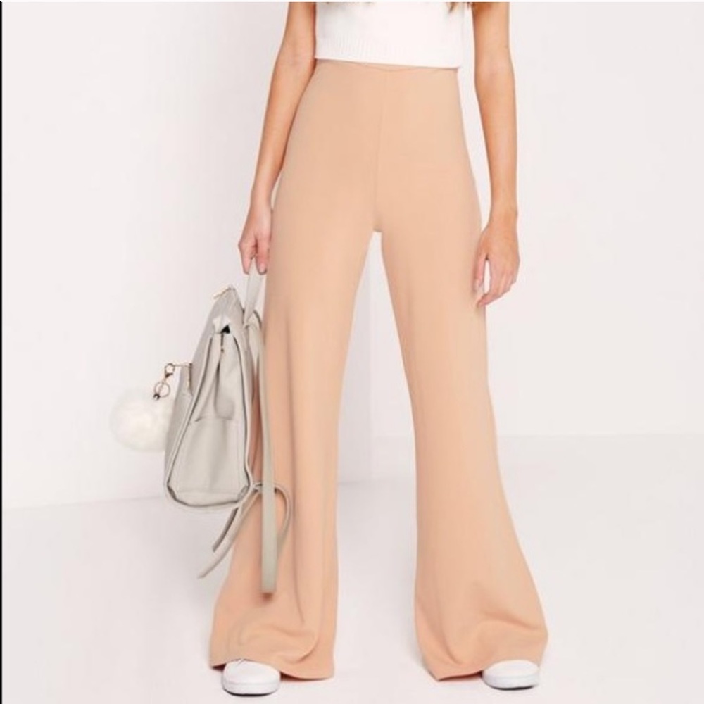 Missguided Off white High Waist Wide Leg Pant